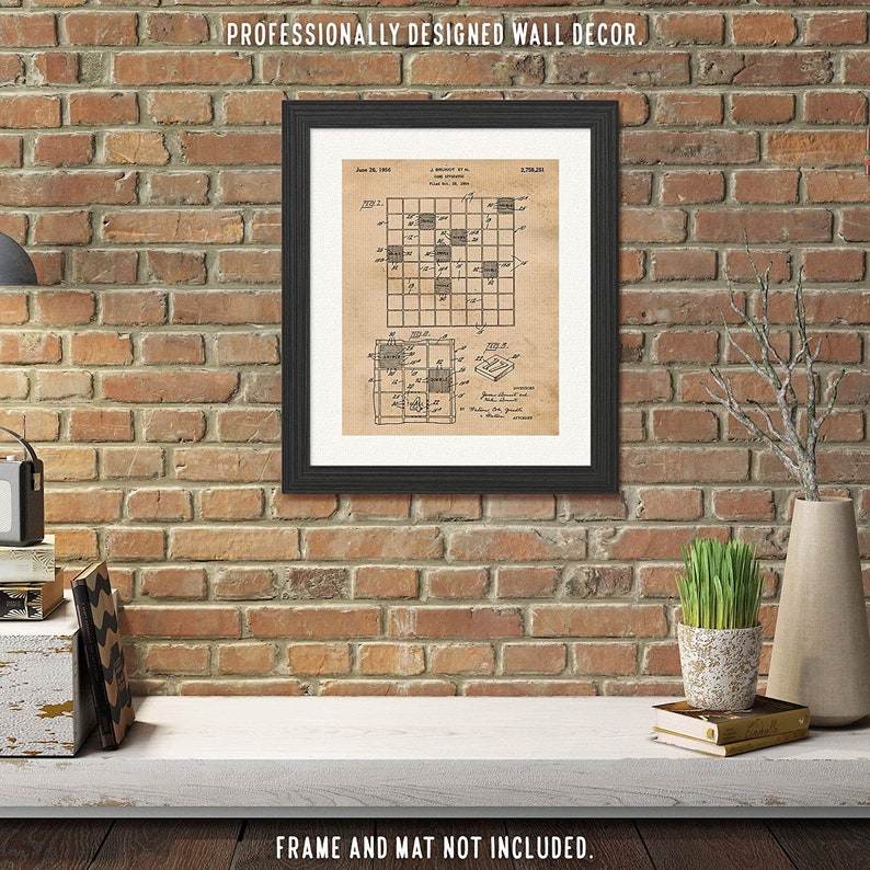 Vintage Scrabble Game Patent Prints, 1 Unframed Photo, Wall Art Decor for Home Office Man Cave Student Teacher Coach Family Night Gaming Fan image 3