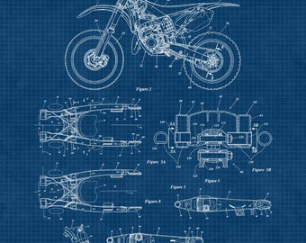 Classic Motorcross Dirt Bikes Patent Prints, Unframed Photos, Wall