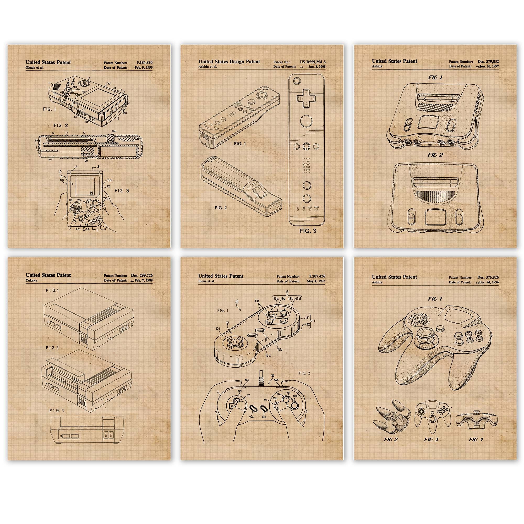 Classic Video Games Patent Prints, 6 Unframed Photos, Wall Art Decor ...