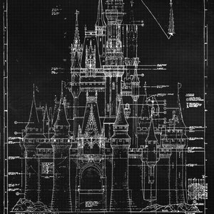 Vintage Disney Theme Park Rides Patent Prints, 6 Unframed Photos, Wall Art Decor Gifts for Home Office Man Cave Student Teacher Coach Kids Black