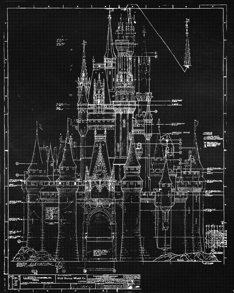 Vintage Disney Theme Park Rides Patent Prints, 6 Unframed Photos, Wall Art Decor Gifts for Home Office Man Cave Student Teacher Coach Kids Black