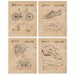 Mountain Bike Patent Prints, 4 Unframed Photos, Wall Art Decor Gifts for Home Office Man Cave Shop Student Teacher Cyclist Singletrack Trail 