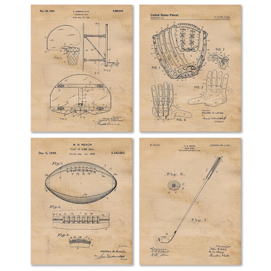 classic-sports-v2-patent-prints-4-unframed-photos-wall-art-decor-for