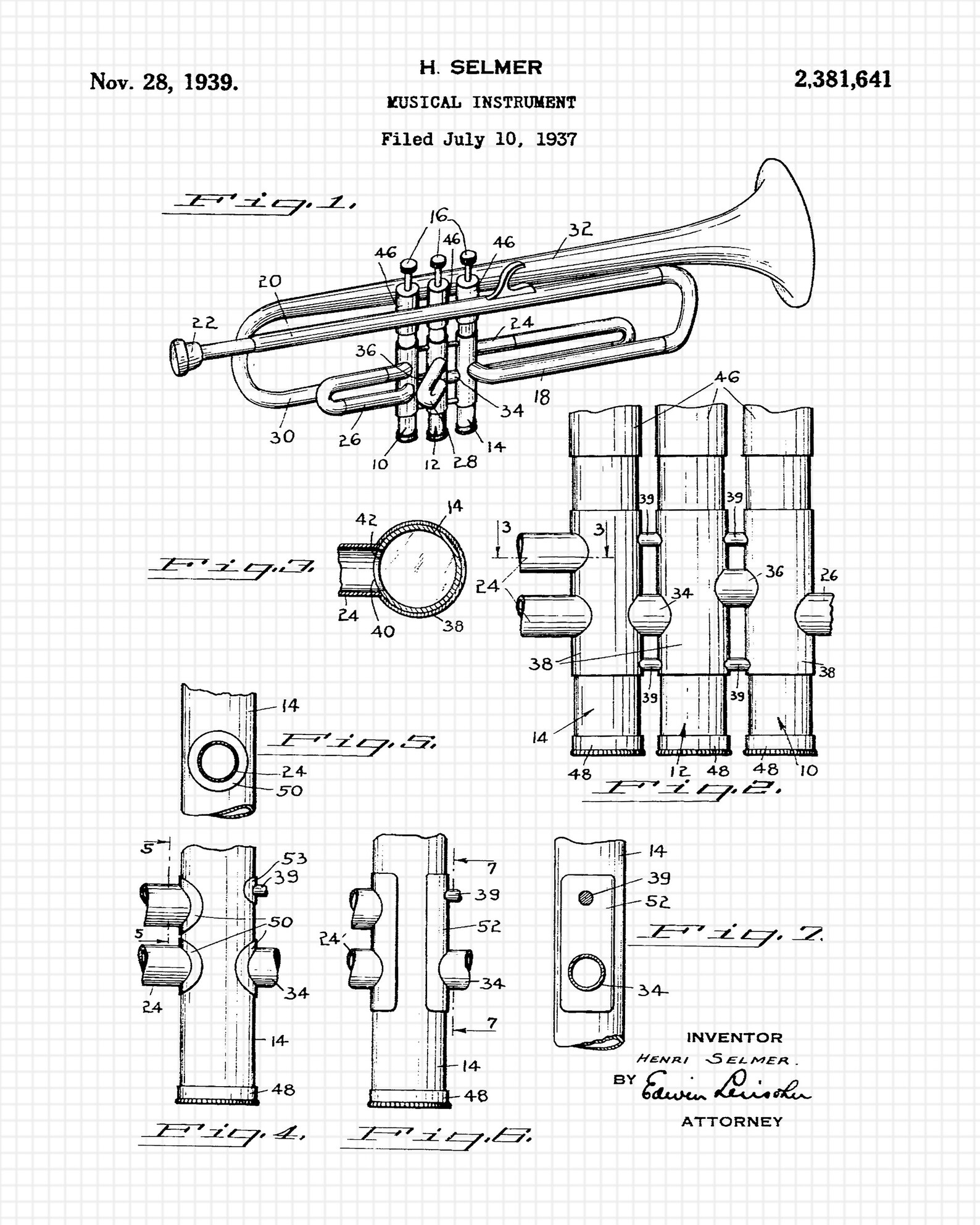 Vintage Horn Instruments Patent Prints 4 Unframed Photos Etsy