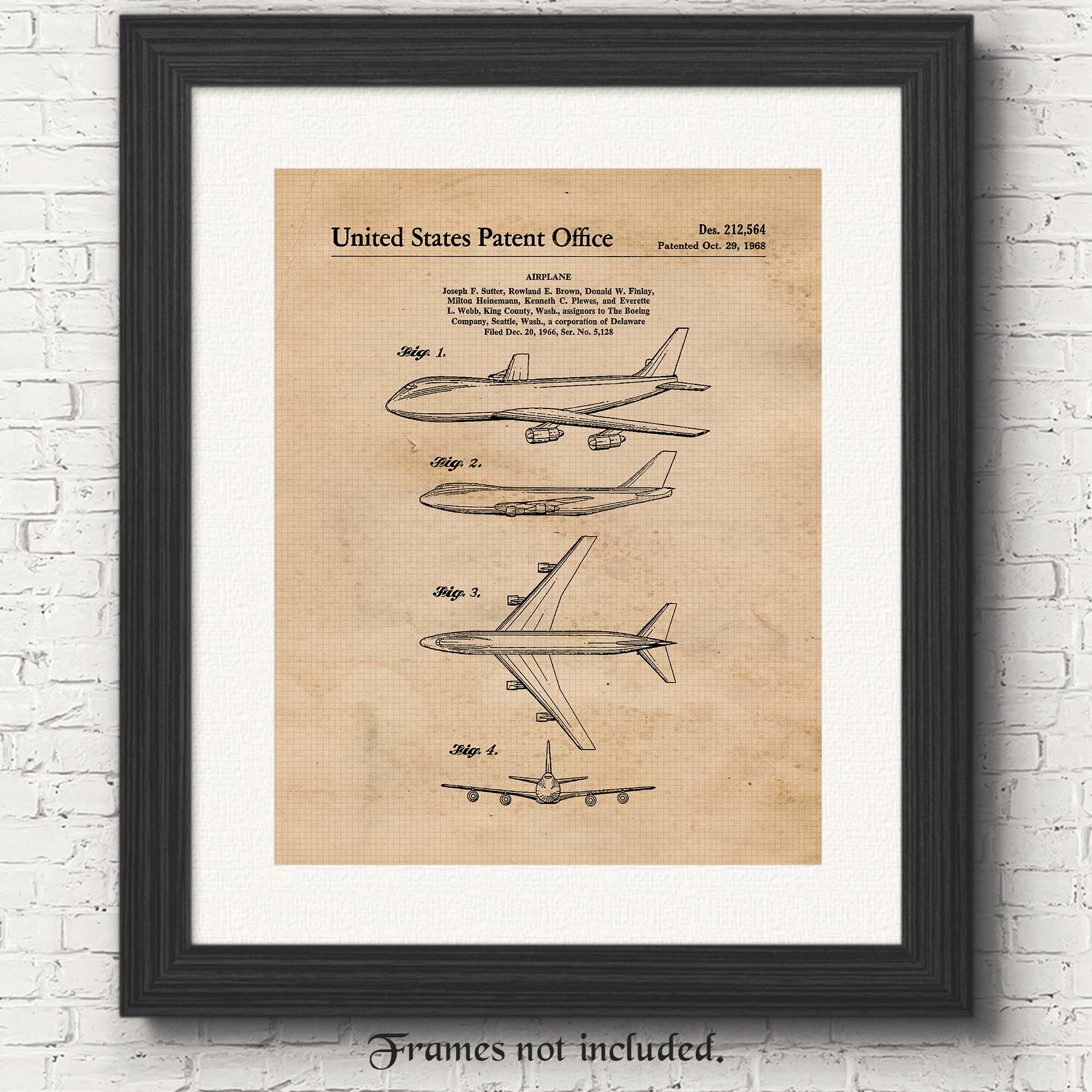 Classic Boeing 747 Patent Print, 1 Unframed Photos, Wall Art Decor