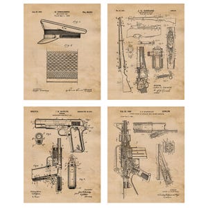Klassische Militärpatentdrucke, 4 ungerahmte Fotos, Wand-Kunst-Dekorgeschenk für Hauptoffizier-Gedenkstätte-Studio-Aufgabe-Ehrenland-Milizarmee