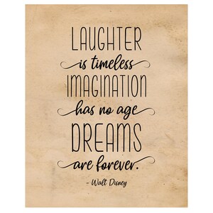 Walt Disney Quote Print, Laughter Imagination Dreams, 1 Unframed Inspirational Wall Photo Art Decor for Home Work Office School Student