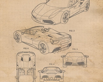 Classic 488 Patent Prints, 1 Unframed Photos, Wall Art Decor Gift