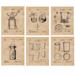 Kaffepatenttryck, 6 orammade foton, väggdekoration, konst, present till hemmakontor, böngarage, Java-bryggning, ingenjör, student, lärare, tränare, barista