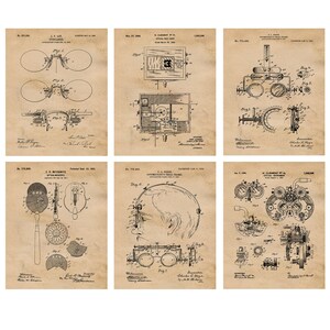 Vintage Optometry Eye Glass Doctor Patent Prints, 6 Unframed Photos, Wall Art Decor Gifts for Home Office Studio Student Teacher Optometrist