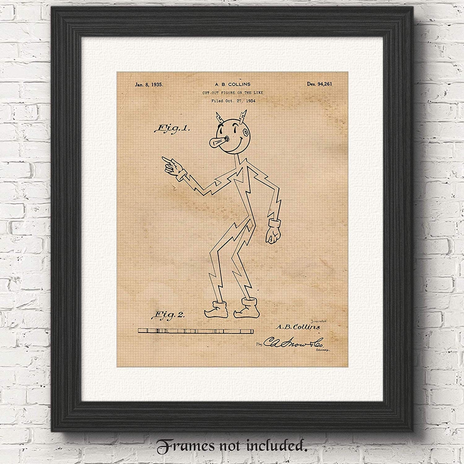 USA VINTAGE Reddy Kilowatt PAPER MOLD ① Vintage Reddy Kilowatt Electric Utility Patent Prints, 1 Unframed