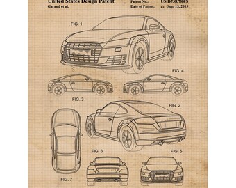 Klassisches TT Automobile Patentdruck, 1 ungerahmte Fotos, Wandkunstdekor für Zuhause Arbeit Büro Audi Team Racing Studio Werkstatt Schule Schüler