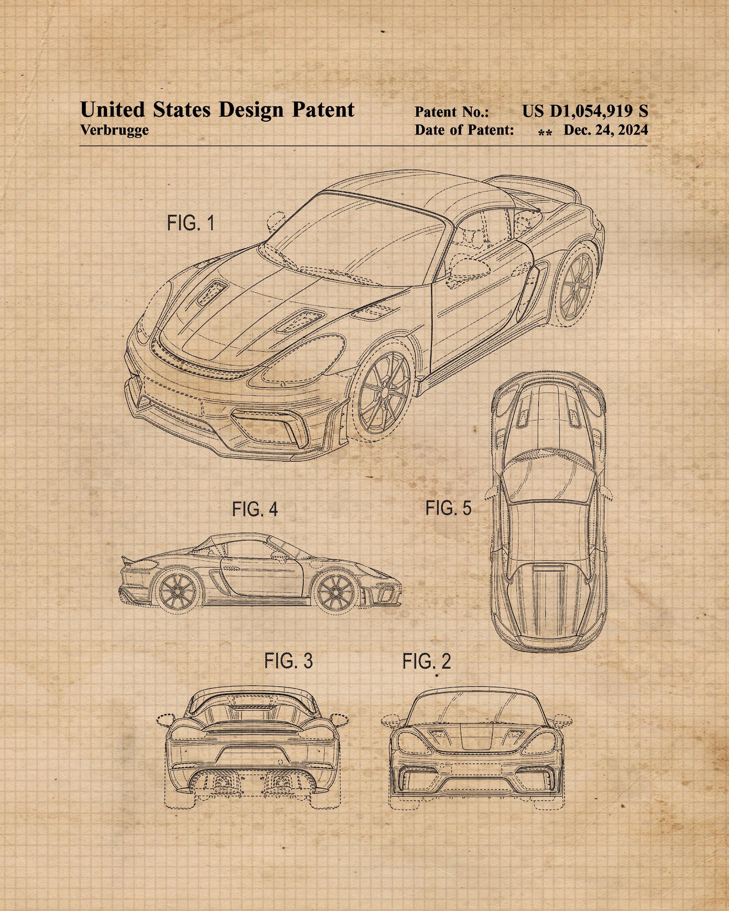 Classic 718 Spyder RS Patent Prints, 1 Unframed Photos, Wall Art