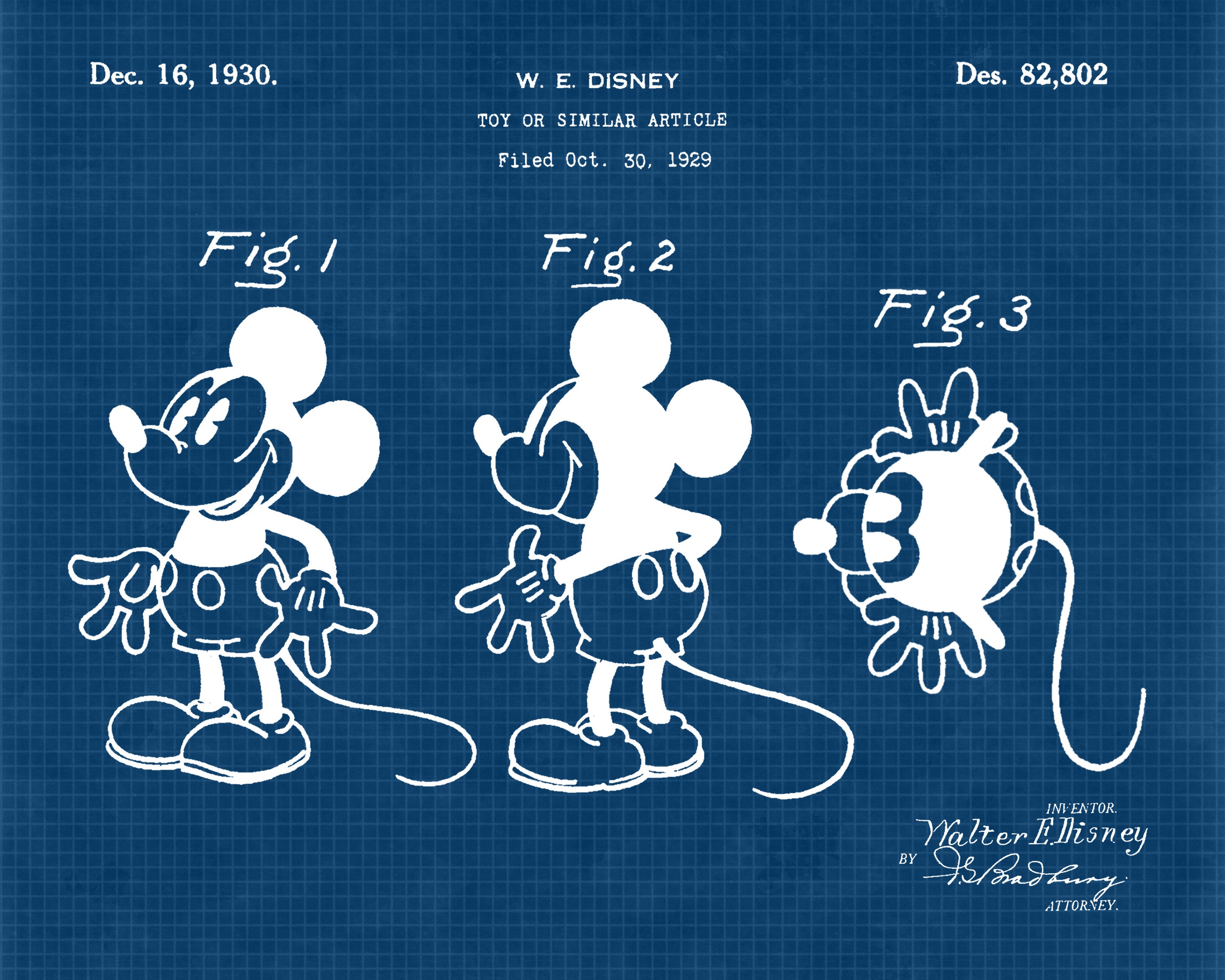 Vintage Mickey Mouse Patent Prints 1 Unframed Photos Wall Etsy