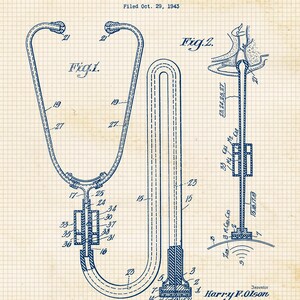 Vintage Nurse Doctor Medical Patent Prints, 6 Unframed Photos, Wall Art Decor for Home Health Care Office Med School Student Teacher Coach Beige Navy