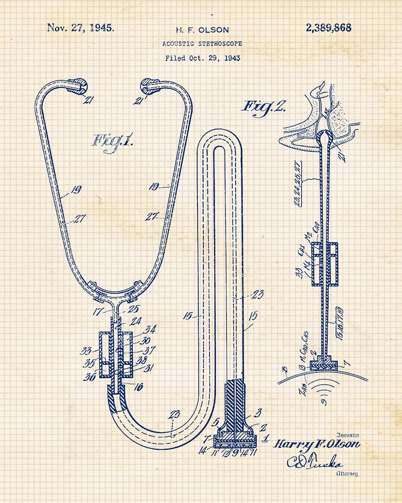 Vintage Nurse Doctor Medical Patent Prints, 6 Unframed Photos, Wall Art Decor for Home Health Care Office Med School Student Teacher Coach Beige Navy