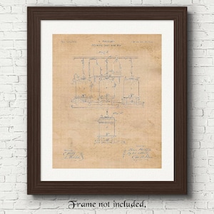 Vintage Beer Ale Brewing Patent Prints, 1 Unframed Photo, Wall Art Decor Gift for Home Office Work Garage Shop Micro Brewery Student Teacher
