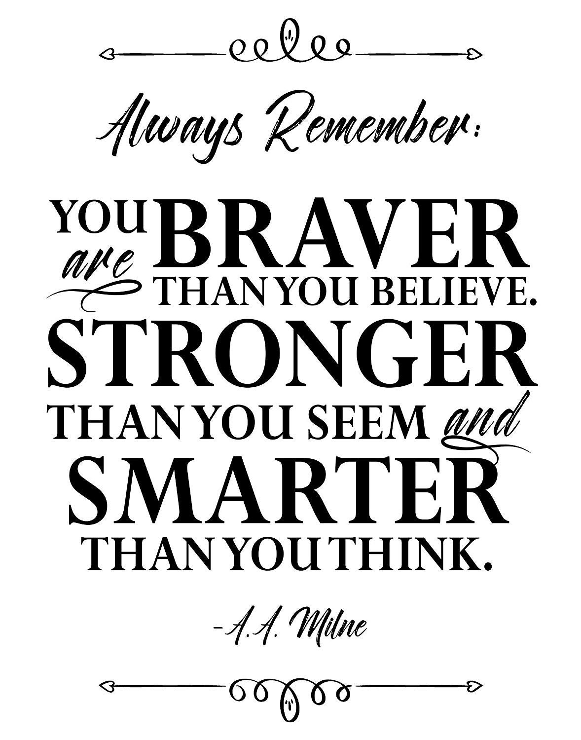 Targa Metallica Ispirazionale Always Remember You Are Braver | 20x30 Cm | Vintage | Con Adesivi E Fori Per Parete