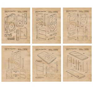 Stampa brevettata di lettore musicale MP3 classico, 6 foto senza cornice, decorazione da parete, regalo per casa, ufficio, tecnico, garage, officina, studente, insegnante, ingegnere