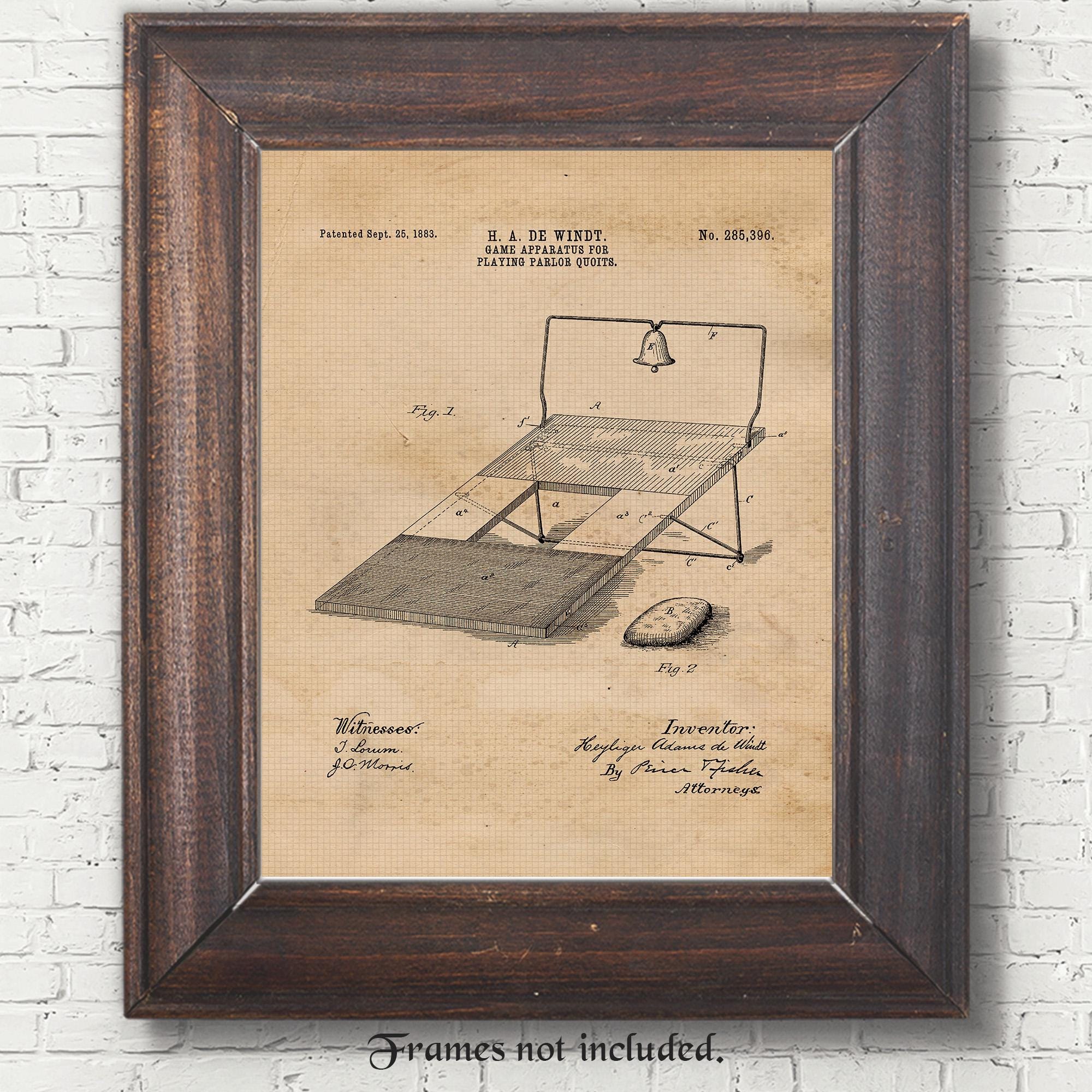Classic Cornhole Parlor Quoits Patent Prints, 1 Unframed Photos