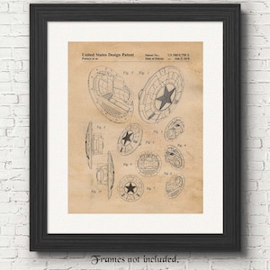 Klassiska Captain America Shield-patenttryck, 1 orammade foton, väggdekor för hemarbete, kontor, skola, elev, lärare, tränare, superhjälte