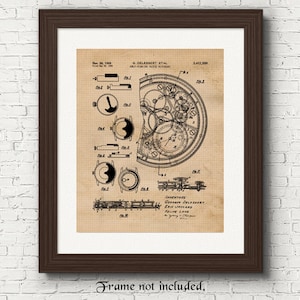 Montre vintage, montre mécanique, impressions de brevets, 1 photos sans cadre, décoration d'art mural pour bureau à domicile, outils Gears Studio, étudiant, enseignant