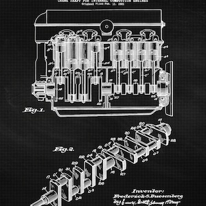 Classic American Muscle Car Engine Patent Prints, 4 Unframed Photos ...