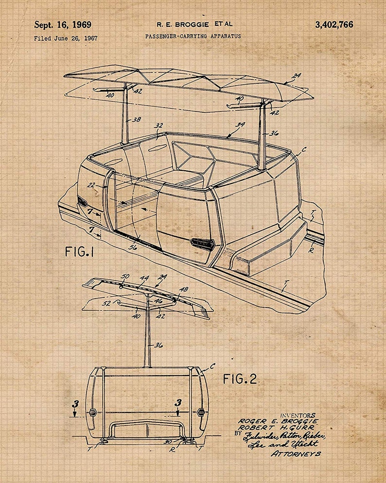 Vintage Disney Theme Park Rides Patent Prints, 6 Unframed Photos, Wall Art Decor Gifts for Home Office Man Cave Student Teacher Coach Kids image 4