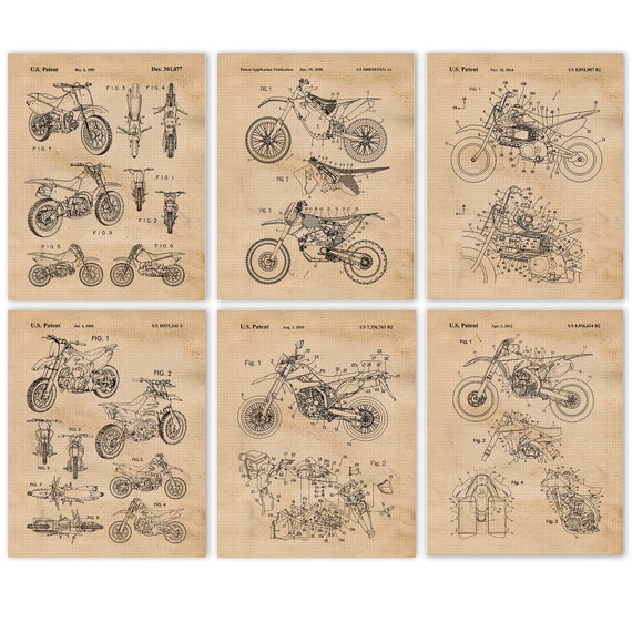Vintage Honda Yamaha Kawasaki KTM Motocross Dirt Bikes Poster Prints, 6  Unframed Photos, Wall Art Decor Gifts for Home Office Man Cave Shop 