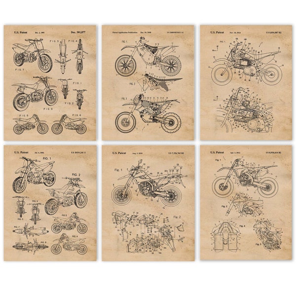 Vintage Honda Yamaha Kawasaki KTM Motocross Dirt Bikes Poster Prints, 6 Unframed Photos, Wall Art Decor Gifts for Home Office Man Cave Shop