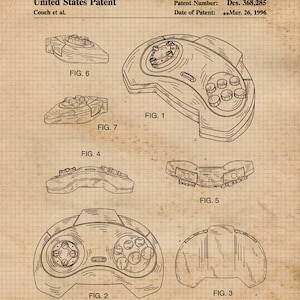 Vintage Sega Video Game Patent Prints, 4 Unframed Photos, Wall Art ...