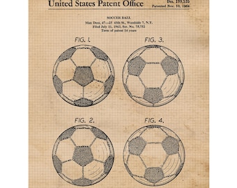 Classic Soccer Futbol Ball Patent Prints, 1 Unframed Photos, Wall Art Decor for Home Work Office School Fitness Gym Student Teacher Coach