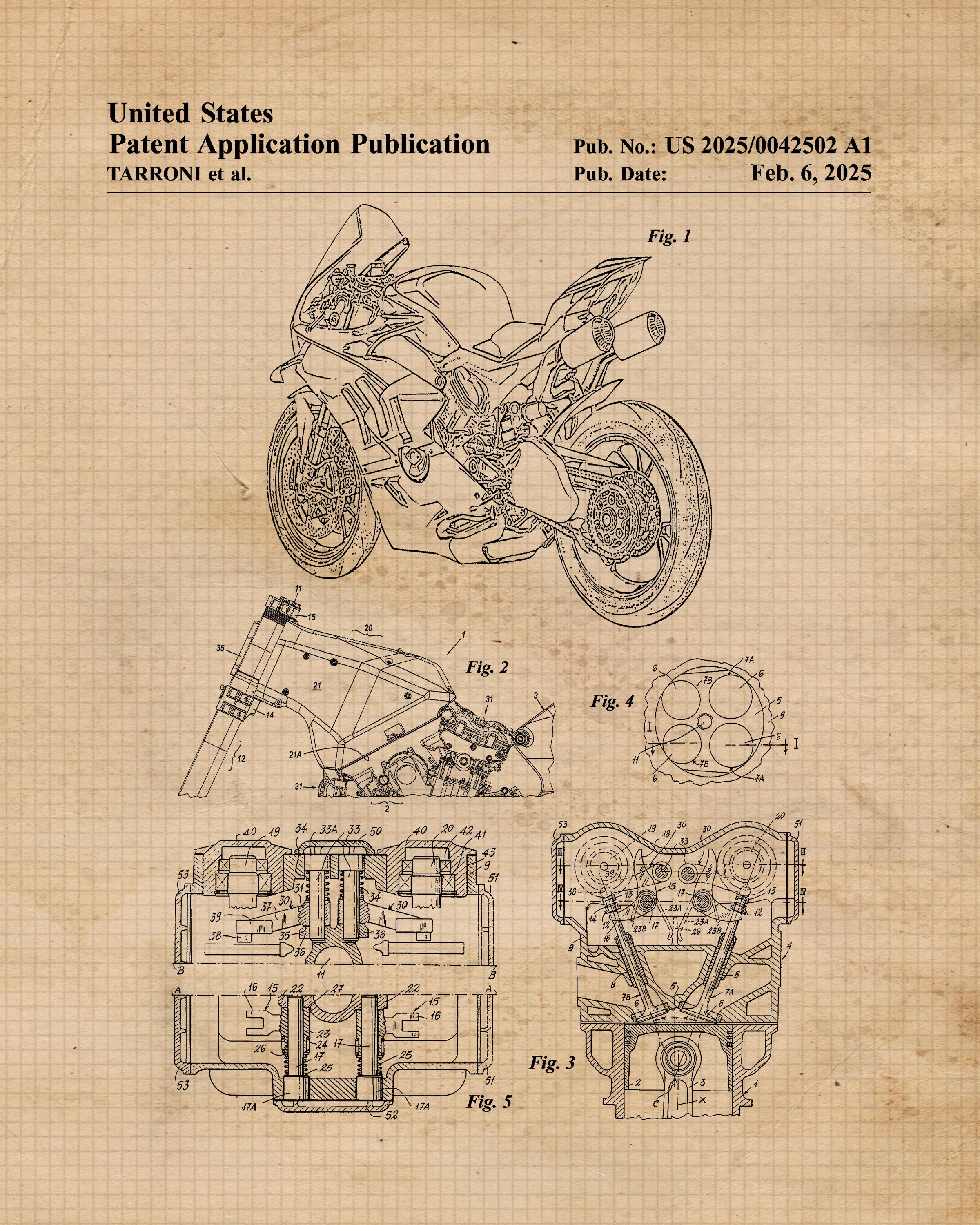 Classic Ducati Motorcycle Patent Prints, 1 Unframed Photos, Wall Classic Ducati Motorcycle Patent Prints, 1 Unframed Photos, Wall