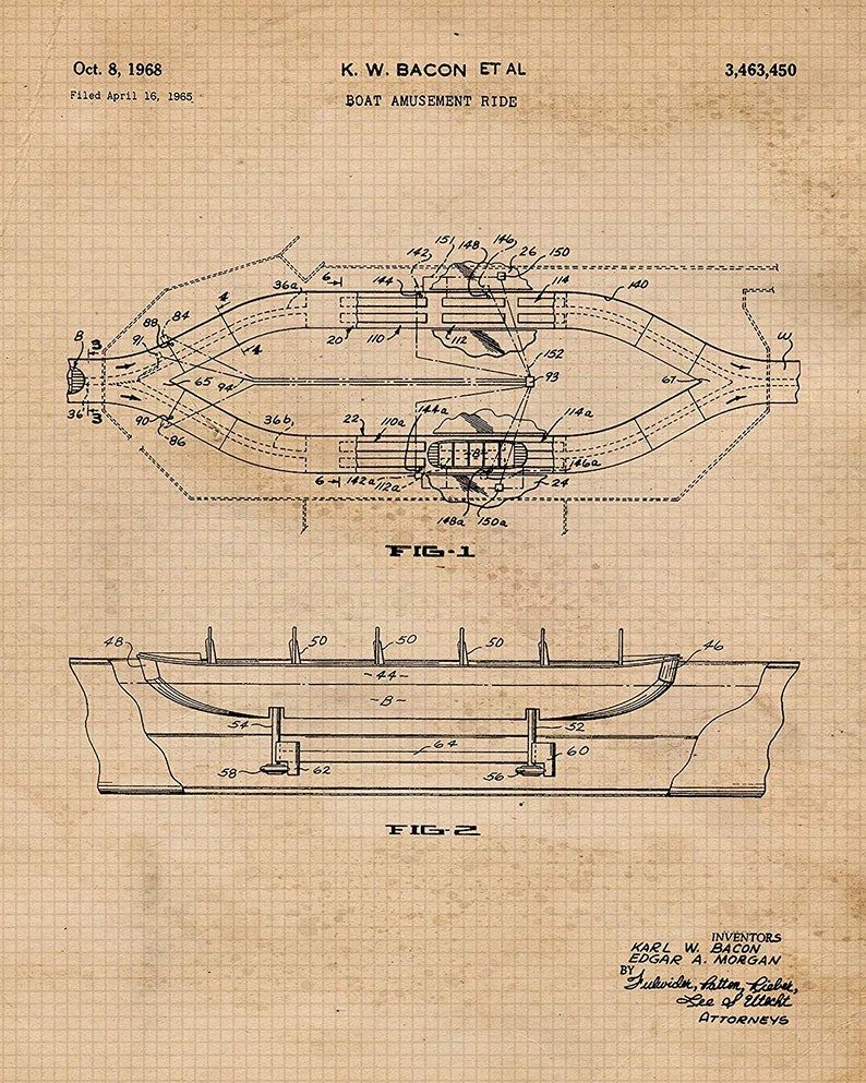 Vintage Disney Theme Park Rides Patent Prints, 6 Unframed Photos, Wall Art Decor Gifts for Home Office Man Cave Student Teacher Coach Kids image 2