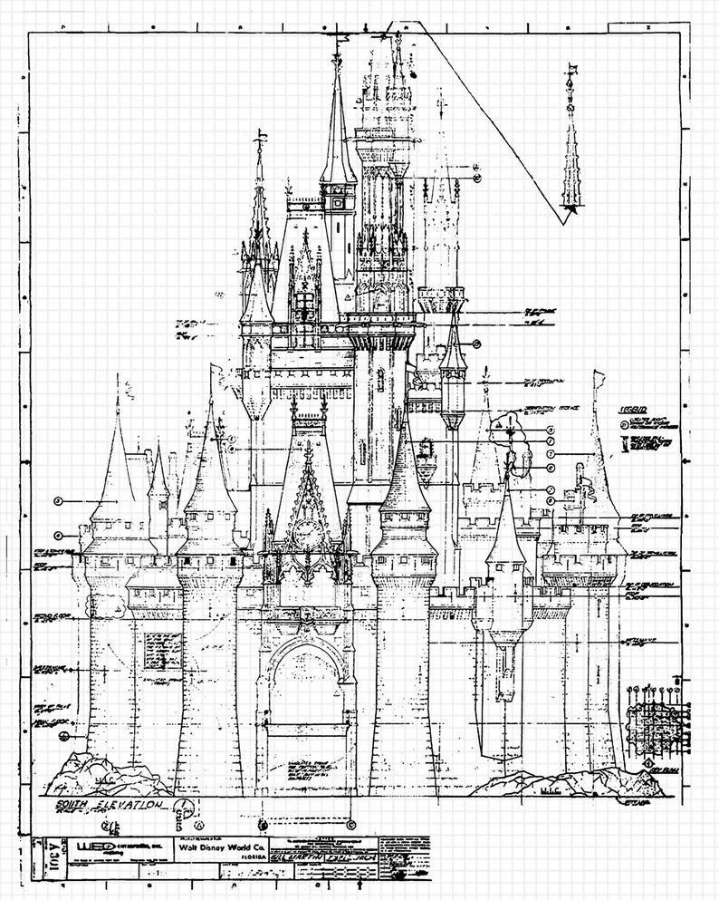 Vintage Park Rides 25 Patent Prints, 6 Unframed Photos, Wall Art Decor Gifts for Home Disney Office Garage Student Teacher Comic-Con Movies White