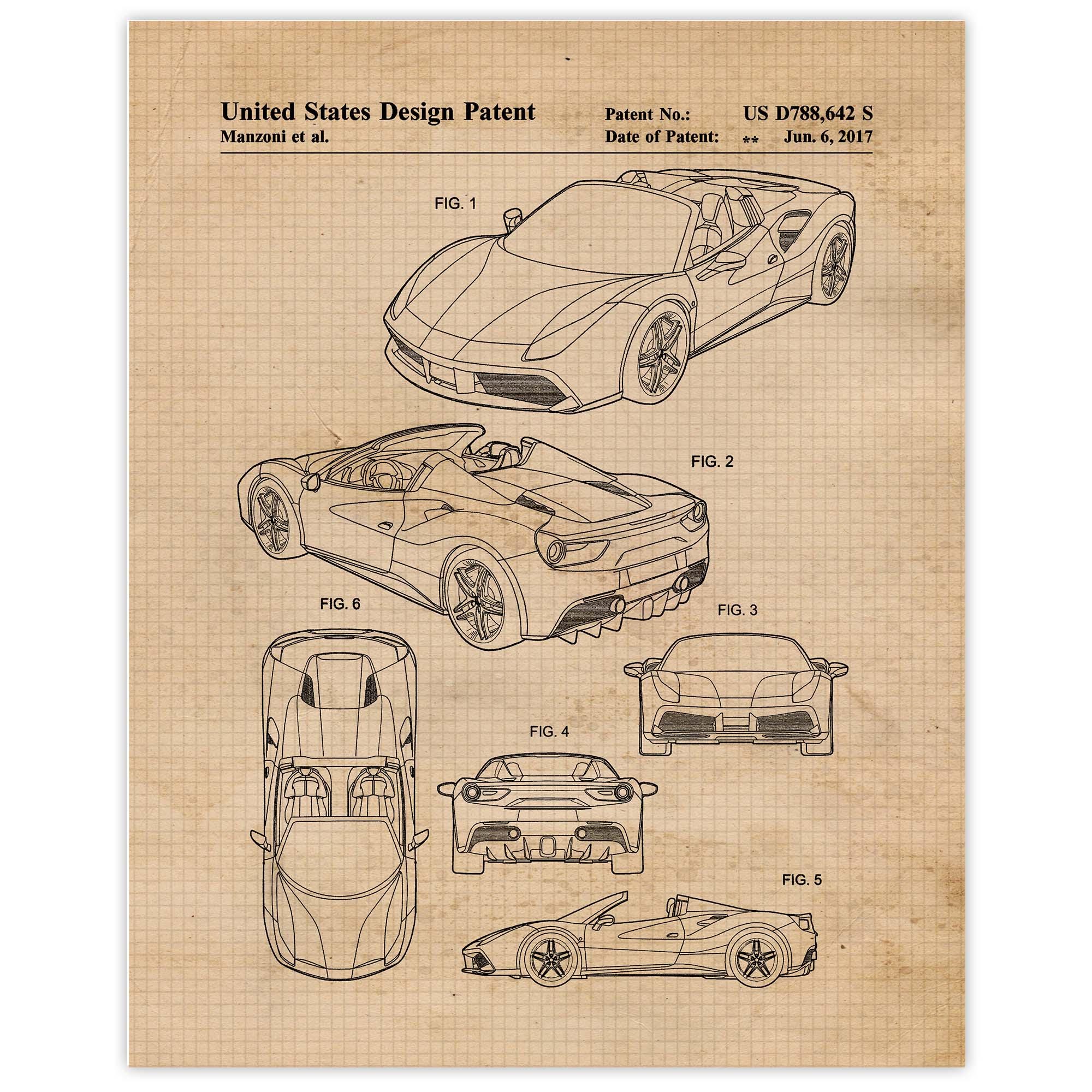 Classic 488 Patent Prints, 1 Unframed Photos, Wall Art Decor Gift