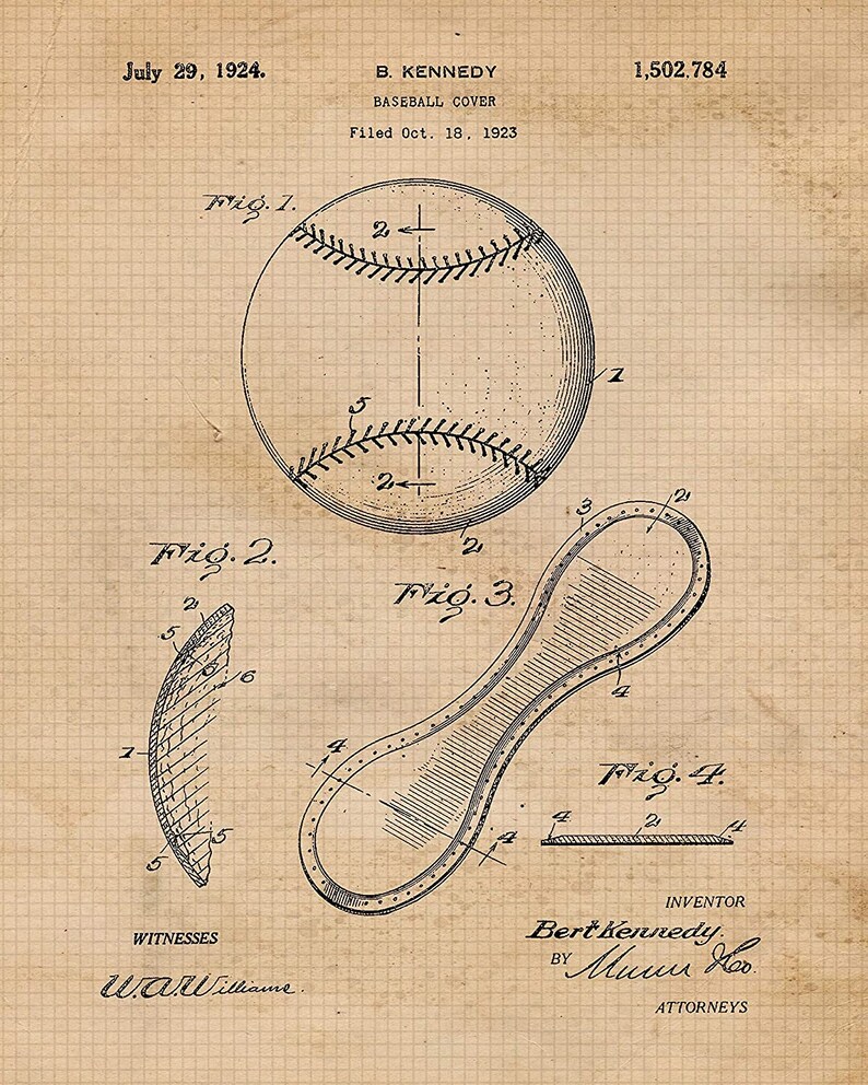 Vintage Sports Balls Patent Prints 4 Unframed Photos Wall Etsy