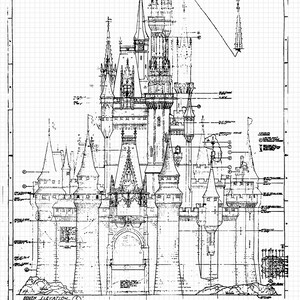 Vintage Disney Theme Park Rides Patent Prints, 6 Unframed Photos, Wall Art Decor Gifts for Home Office Man Cave Student Teacher Coach Kids White