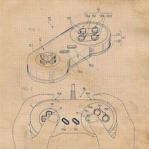 Vintage Video Games Patent Prints, 6 Unframed Photos, Wall Art Decor Gifts for Home Office Man Cave Student Nintendo Gamers Comic-Con Fans image 2