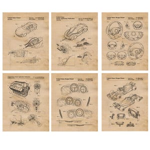 Tech F1 Racing Patent Poster Prints, 6 Unframed Photos, Wall Art Decor Gifts for Home Office Man Cave Student Teacher Ferrari Formula 1 Fans