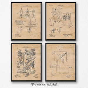 Impressões patenteadas de truques de mágica de mágico, 4 fotos sem moldura, decoração de arte de parede, presentes para casa, escritório, caverna do homem, sala de jogos, professor aluno, Las Vegas