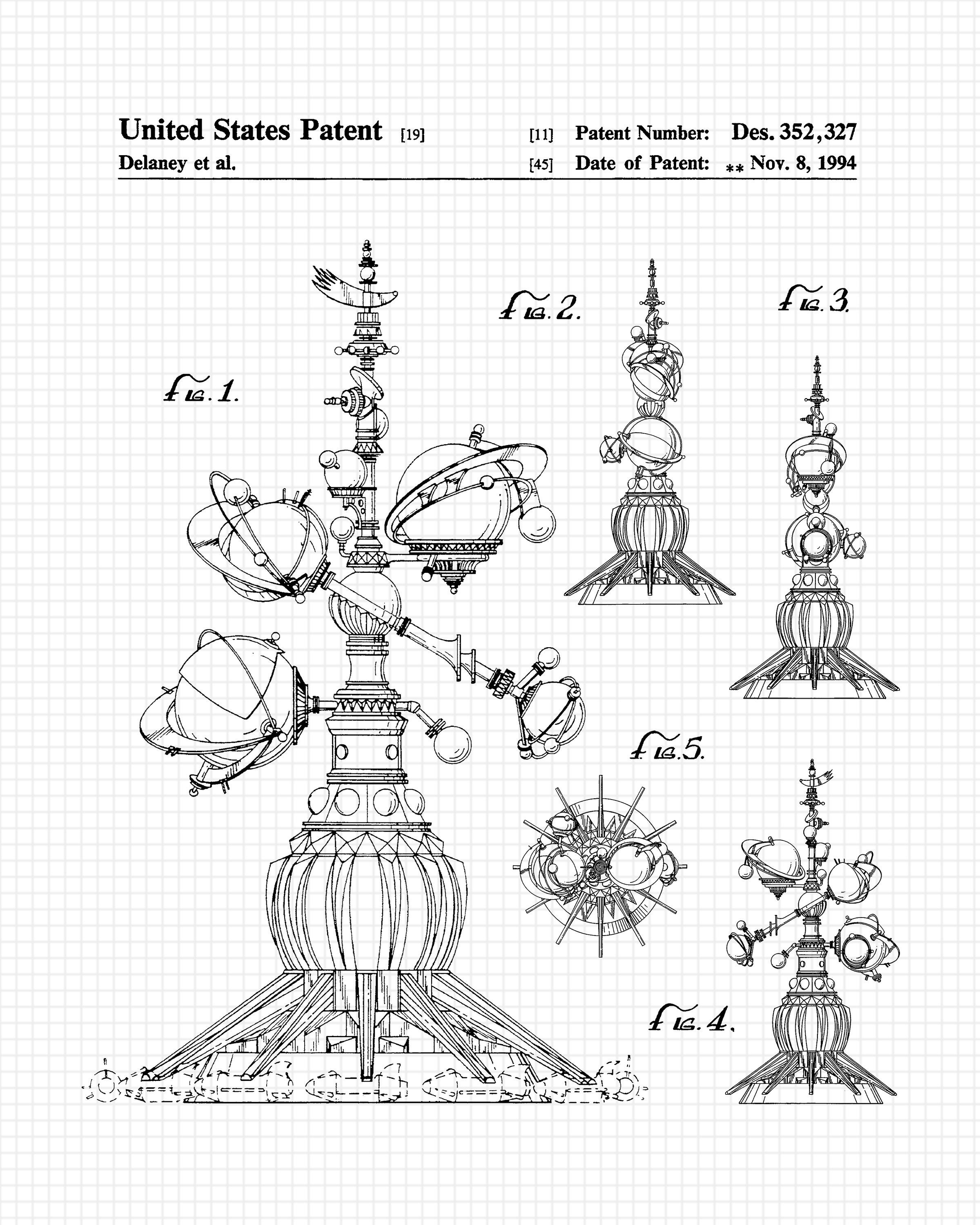 Classic Disney Astro Orbiter Ride Patent Prints, 1 Unframed Photo, Wall ...