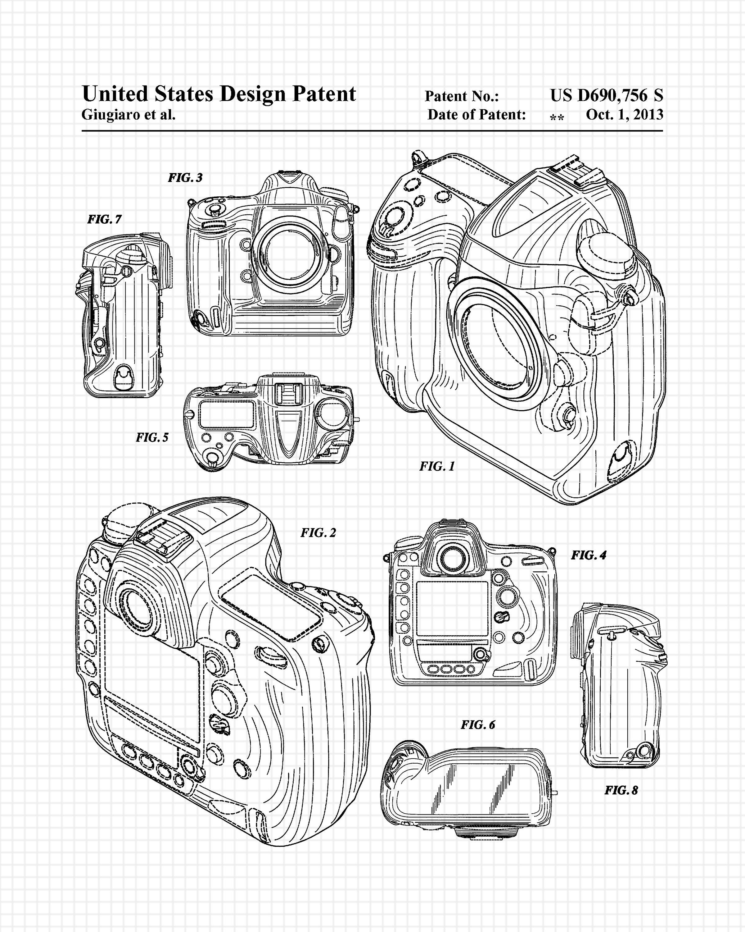 Vintage Digital Camera Lens Patent Prints, 4 Unframed Photos