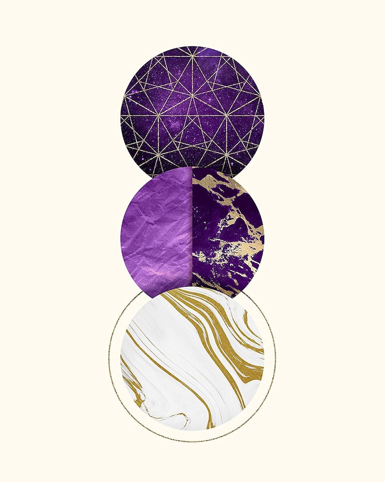 Purple Gold Geometric Wall Art 4 Abstract Art Print Modern Etsy
