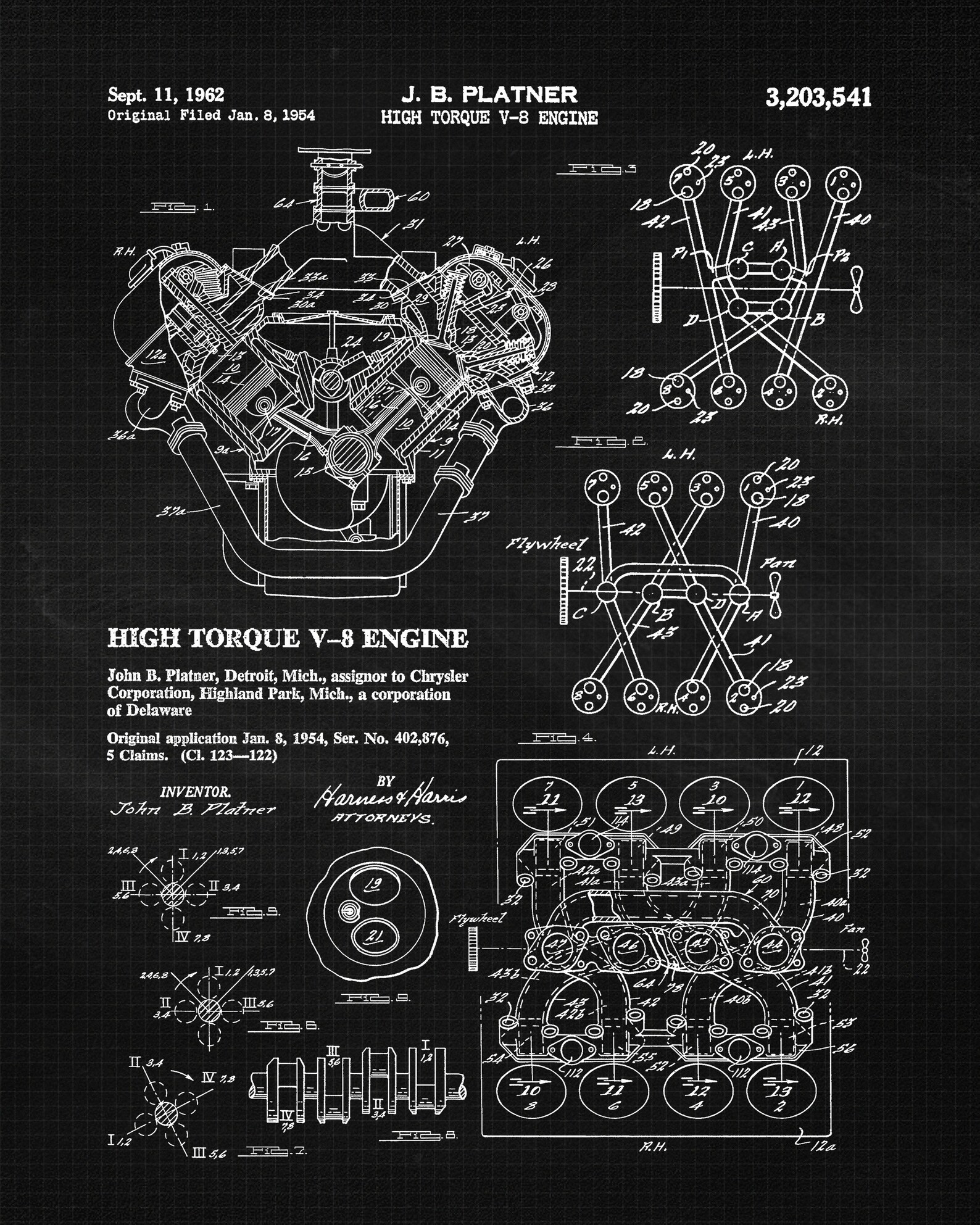 Sports Car Engines Patent Poster Prints 4 Unframed Photos Etsy