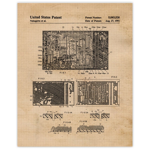 Vintage Circuit Board Patent Print, 1 Unframed Photos, Wall Art Decor Gifts for Home Nintendo Office Technology Engineer Student Teacher Fan