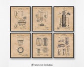 Vintage Whiskey Patent Prints, 6 Unframed Photos, Wall Art Decor Gifts for Home Office Man Cave Diner Restaurant Whisky Bourbon Liquor Fans