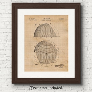 Geodesic Dome Spaceship Earth Patent Prints, 1 Unframed Photos, Wall Art Decor Gifts for Home Office Design Student Teacher Disney Epcot Fan