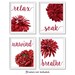 Relax Soak Unwind Breathe Bathroom Flowers Poster Prints 4 Red