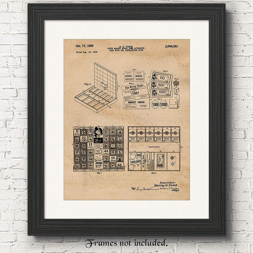 Vintage Finance Board Game Patent Prints, 1 Unframed Photo, Wall Art ...